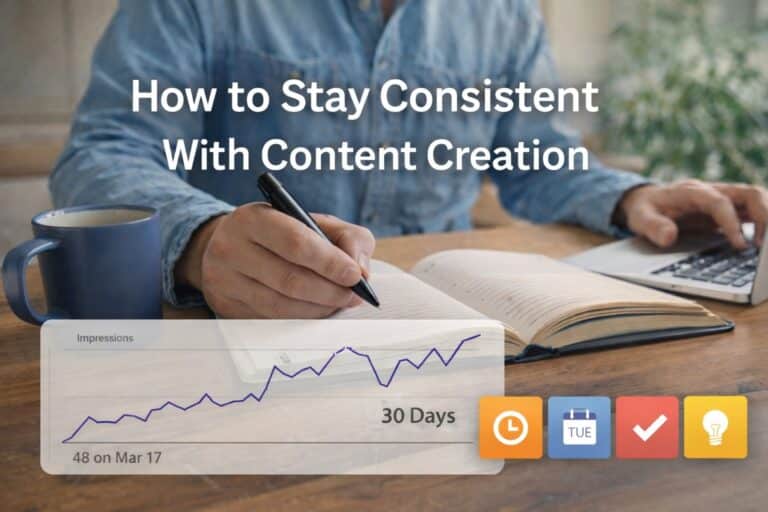 how to stay consistent with content creation writing blog posts and tracking growth over 30 days